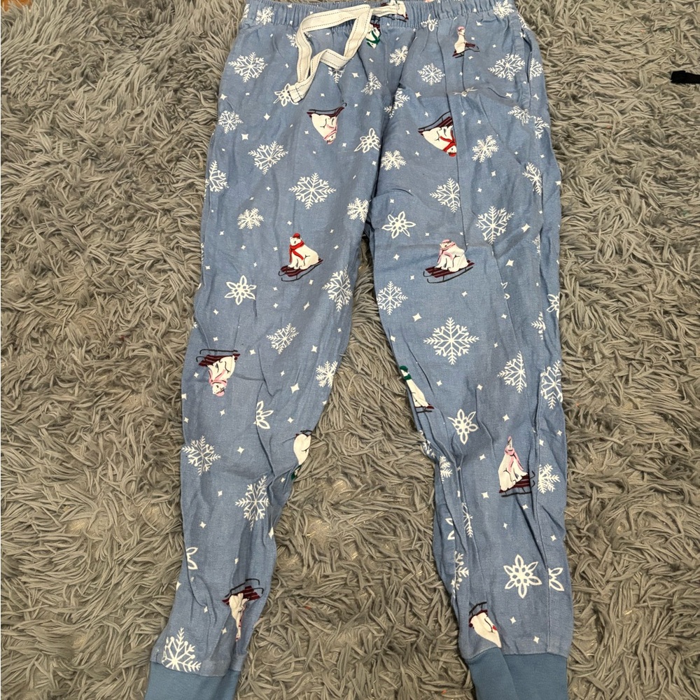 Old Navy Blue Pajama Bottoms with Snowman Print